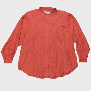 Golden Touch 100% Silk Shirt Vintage Size 22/42 Red Button Up Collared Blouse